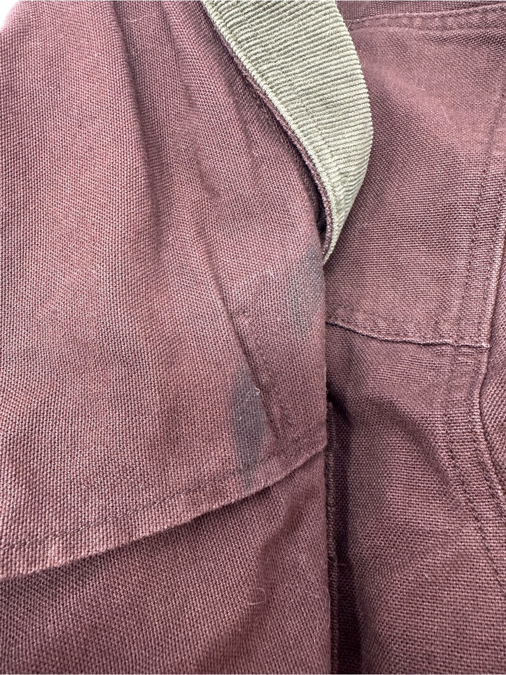 LL Bean Men’s L Brown Canvas Chore Coat Flannel Lined Green Corduroy Collar A6 - Picture 8 of 8